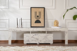 Meuble TV 2 abattants Enclave et gris - 180 x 50 x 31,3 cm