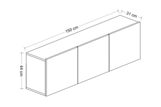 Meuble TV 3 portes - 150 x 31 x 44 cm