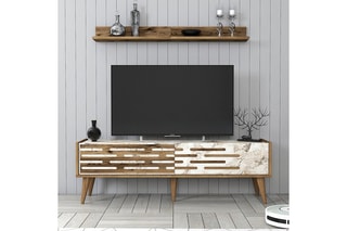 Meuble TV avec étagère Valensiya - 140 x 45 x 35 cm - 120 x 11,8 x 16 cm