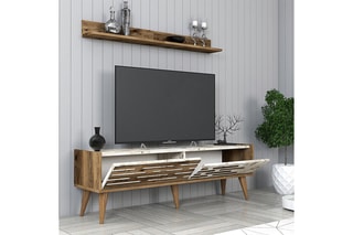 Meuble TV avec étagère Valensiya - 140 x 45 x 35 cm - 120 x 11,8 x 16 cm