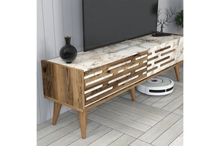 Meuble TV avec étagère Valensiya - 140 x 45 x 35 cm - 120 x 11,8 x 16 cm