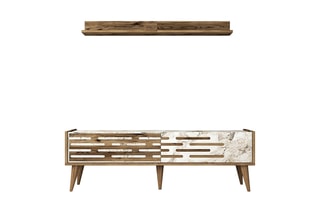Meuble TV avec étagère Valensiya - 140 x 45 x 35 cm - 120 x 11,8 x 16 cm