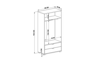 Armoire 2 portes  - 90 x 45 x 183 cm