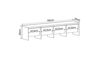 Meuble TV 4 portes - 180 x 40 x 35 cm