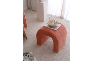 Pouf Nu - Corail - Toucher tissu velours