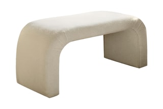 Pouf Nu Bench - Blanc - Toucher tissu bouclette