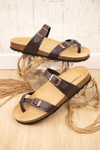 Sandales en cuir Marron