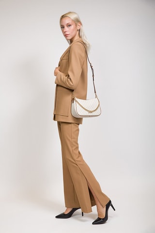 Leren Schoudertas Carmela - Beige en Taupe