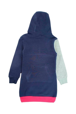 Vestido-camisola com capuz - Azul-marinho e cinzento-claro mesclado 