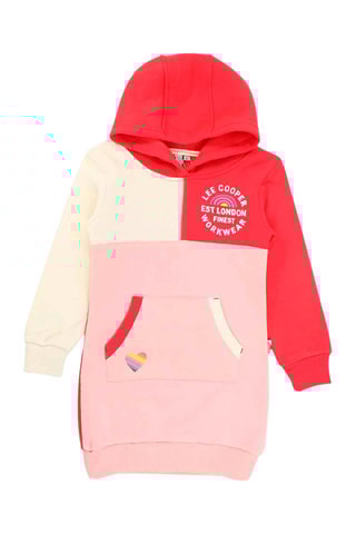 Vestido-sweat com capuz Rosa e vermelho 