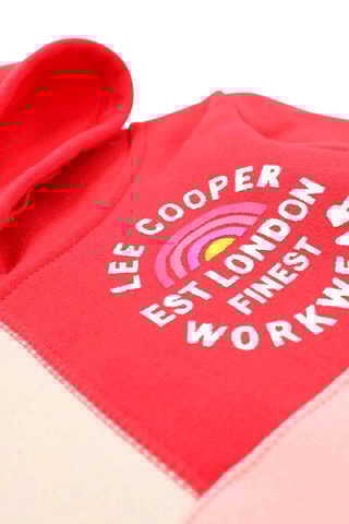 Vestido-sweat com capuz Rosa e vermelho 