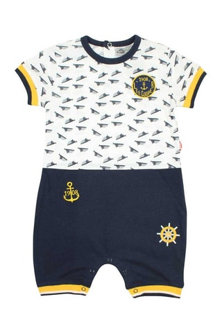 Macacão curto Azul-marinho e branco 