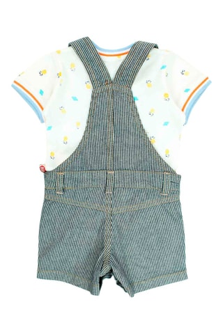 T-shirt e jardineiras Branco e azul 