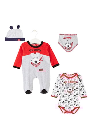 Conjunto 4 peças - Cinzento-claro e vermelho - Lee cooper