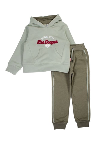 Sweat com capuz e calças de treino - Salva e caqui - Lee cooper