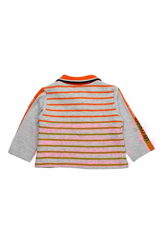 Polo de mangas compridas e jardineiras - 
Cinzento e laranja 