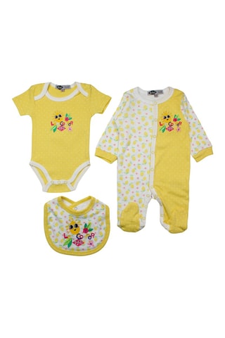 Conjunto 3 peças Amarelo e branco 