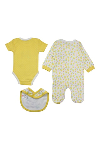 Conjunto 3 peças Amarelo e branco 
