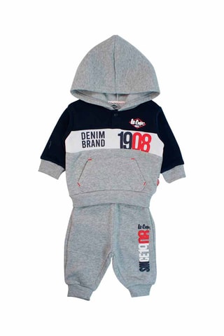 Sweat de capuz e calças de treino 
Cinzento mesclado 