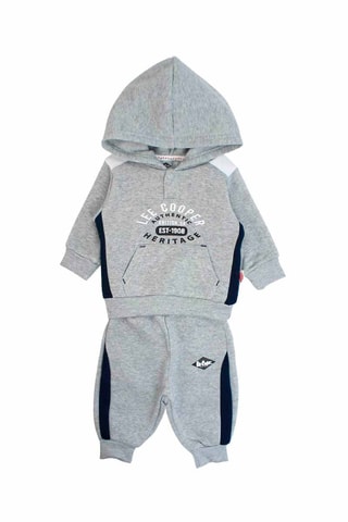 Sweat de capuz e calças de treino 
Cinzento mesclado 