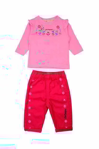 T-shirts, casaco com capuz e calças - 
Azul-marinho e rosa 