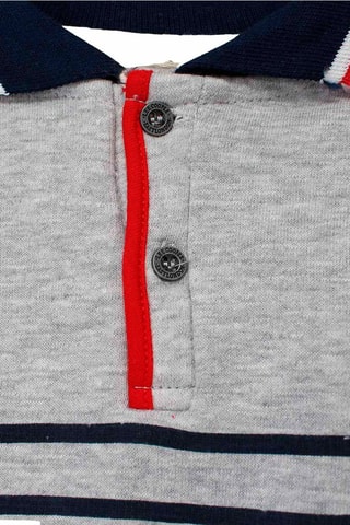 Polo de mangas compridas e jardineiras - 
Cinzento mesclado e azul-marinho 