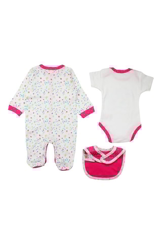 Conjunto 3 peças Branco e fúcsia 
