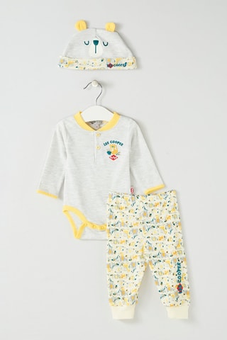 Conjunto 3 peças Cinzento mesclado e amarelo 