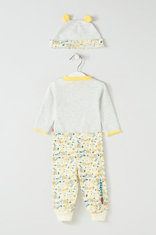 Conjunto 3 peças Cinzento mesclado e amarelo 