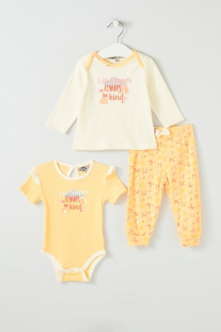 Conjunto 3 peças Branco e amarelo 