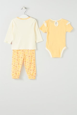 Conjunto 3 peças Branco e amarelo 