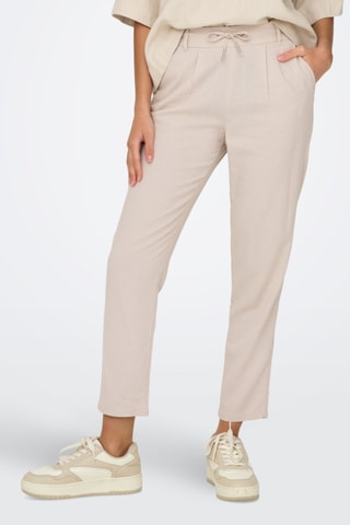 Pantalon taille haute en lin - Beige