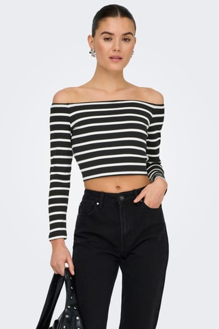 Crop top en coton biologique - Noir et blanc