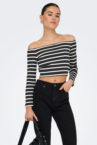 Crop top en coton biologique - Noir et blanc