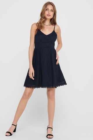 Robe patineuse en guipure - Bleu nuit