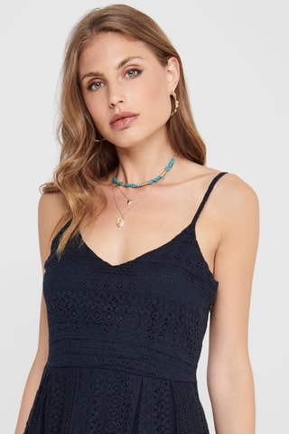 Robe patineuse en guipure - Bleu nuit
