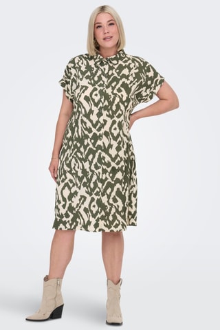 Robe chemise - Kaki et écru