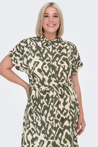 Robe chemise - Kaki et écru