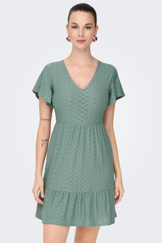 Robe patineuse en broderie anglaise - Kaki