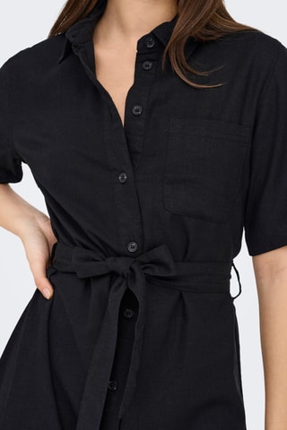Robe chemise en lin - Noir