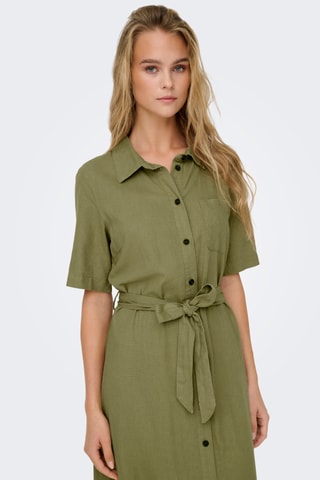 Robe chemise en lin - Vert olive