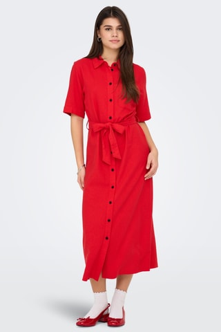 Robe chemise en lin - Rouge