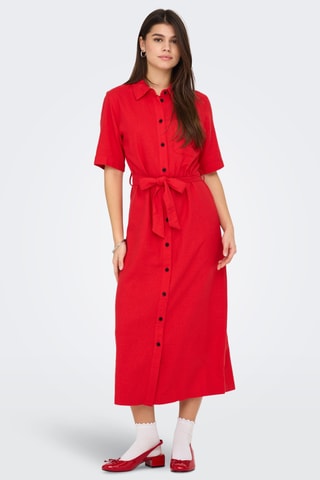 Robe chemise en lin - Rouge