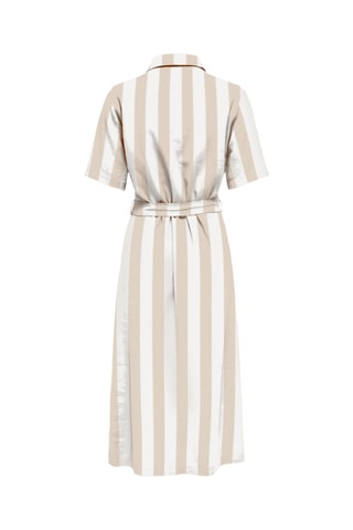 Robe chemise en lin - Blanc et beige
