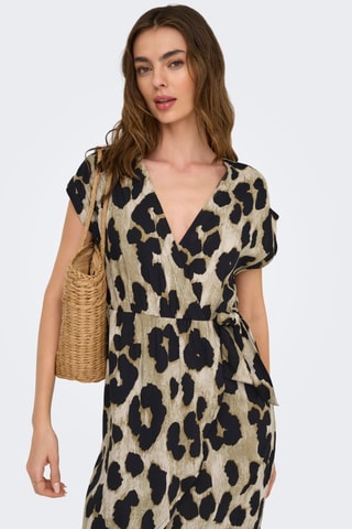 Robe portefeuille - Beige et noir
