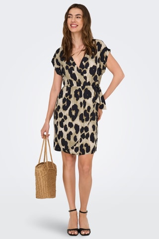 Robe portefeuille - Beige et noir