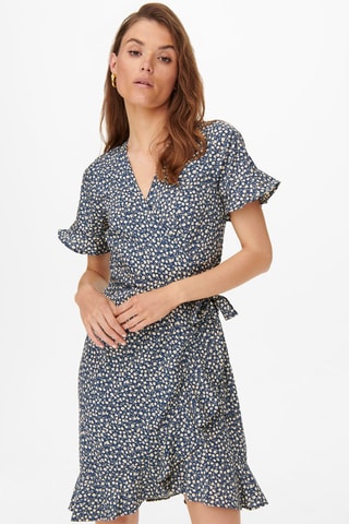 Robe portefeuille - Bleu marine et écru