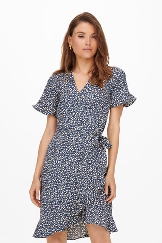 Robe portefeuille - Bleu marine et écru