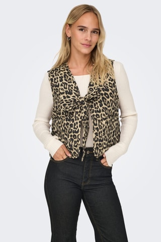 Doudoune sans manches - Noir et beige