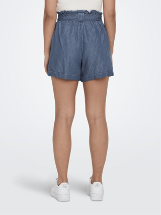 Short en denim taille haute - Bleu cobalt